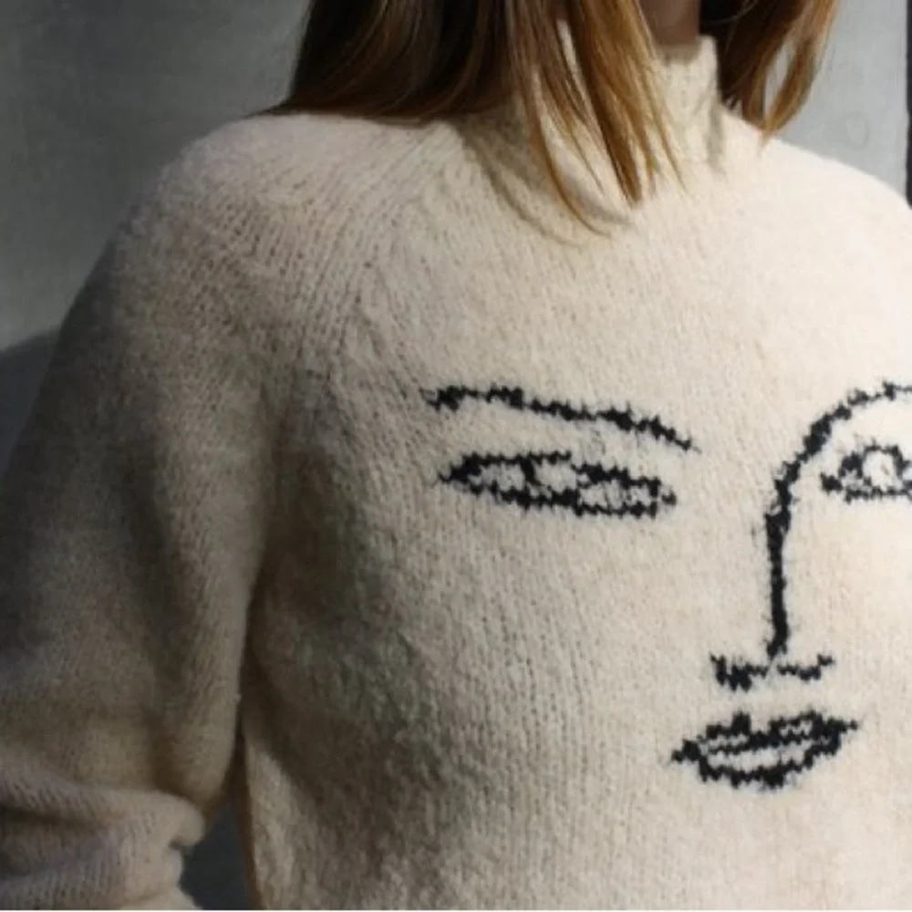 Paloma Wool Piero Face Intarsia Wool Alpaca Blend Knitted Boxy Sweater In Ecru - Picture 16 of 16